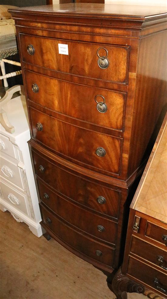 George III style mahogany bowfront tallboy